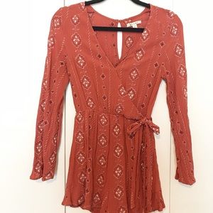 Francesca's Collection Mi Ami Red Orange Romper